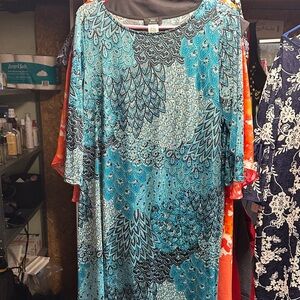 J.B.S. Teal and Black Abstract Mini Dress